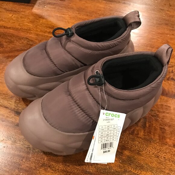 Crocs Overpuff Shorty Boots in Truffle size 9 Women's / 7 Men's NWT - Picture 2 of 6